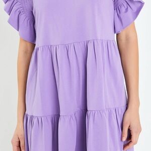 English Factory Lavender Tiered Midi Dress